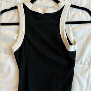 Black Ribbed Tank with Cream Trim 🍦